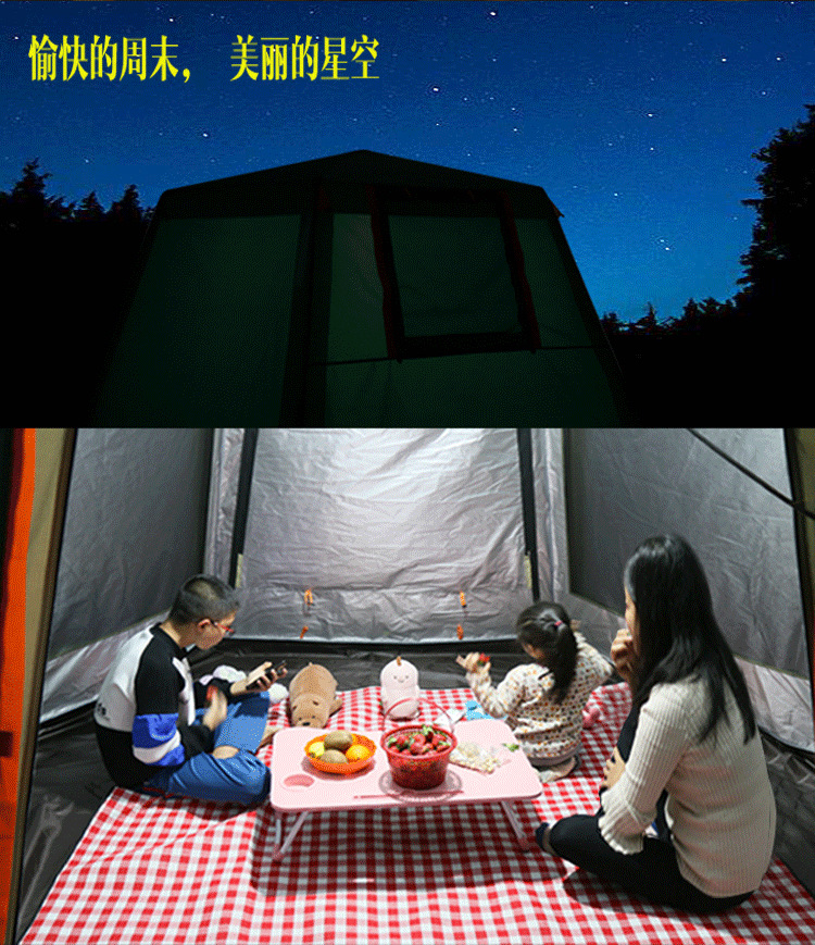 Cheap Goat Tents UV Hexagonal Large Size Aluminum Pole Automatic Outdoor Camping Big Tent Family Travel 4 6Persons Awning Tourist Garden Pergola   